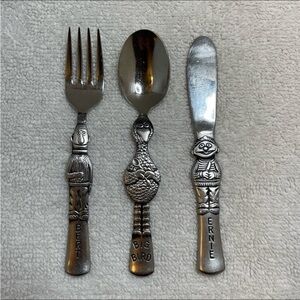 Gorham Youth Muppets Flatware VNTG Sesame Street Set: Bert, Ernie & Big Bird